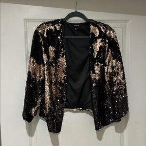 Torrid Black and Gold Sequin Blazer